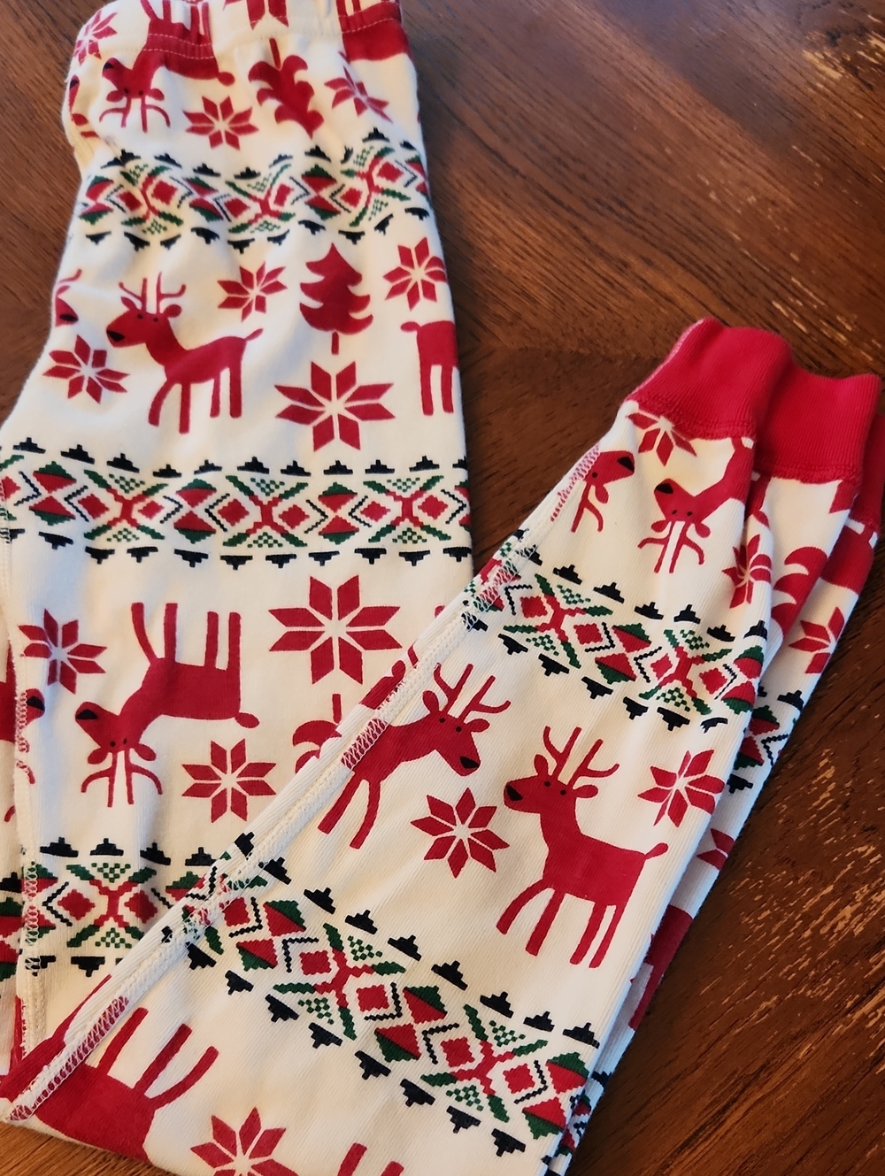 Hanna Andersson Red and White Reindeer Holiday Pajama Bottoms